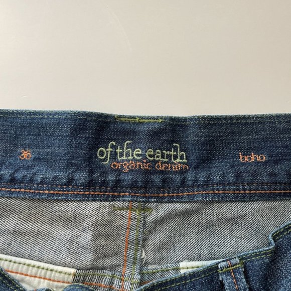 Of The Earth Jeans Wide Leg Denim Boho Organic Cotton Utility Pants Womens Sz 36 - Picture 5 of 16